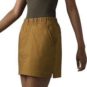 NEW Prana Antique Bronze Double Peak Pull On Elastic Waist Skirt Shorts Skort 2